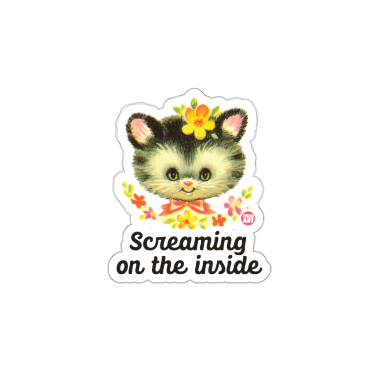 Screaming On The Inside Cat Sticker For All Ages