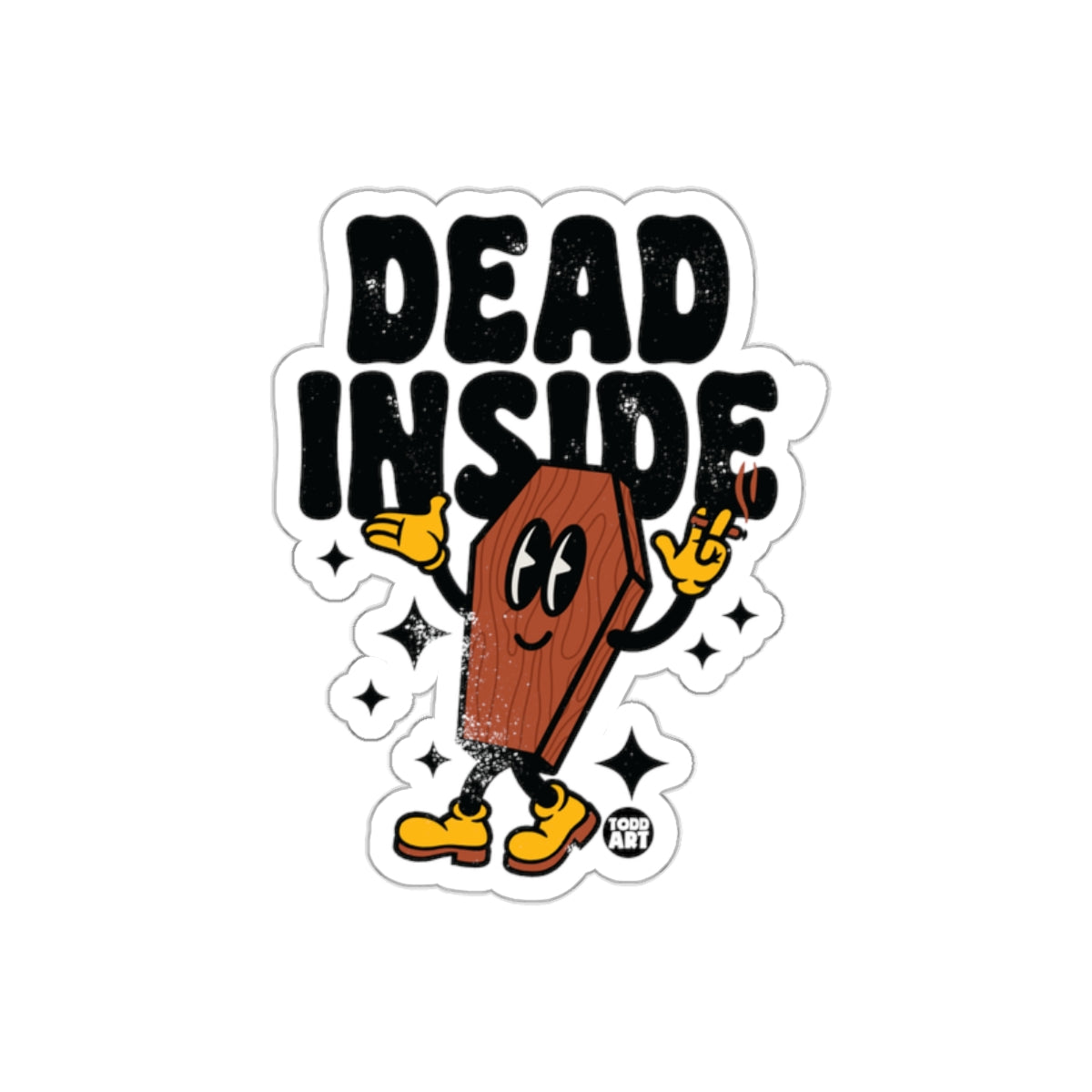 Dead Inside Coffin Character Illustration Design sticker