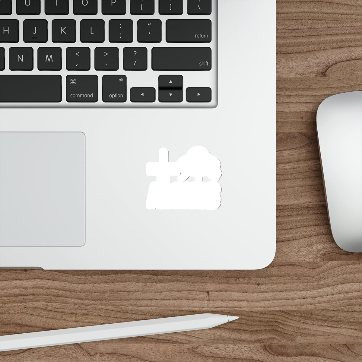 Serene Tree and Bridge White Laptop Sticker Decal