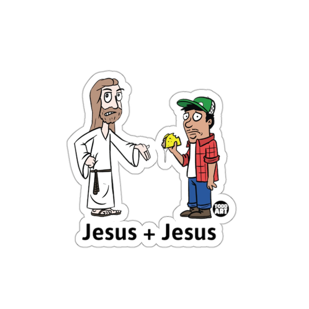 Jesus + Jesus Hilarious Cartoon Parody Sticker