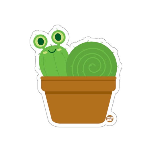 Cute Cactus Snail Cartoon Sticker for Fun Decor