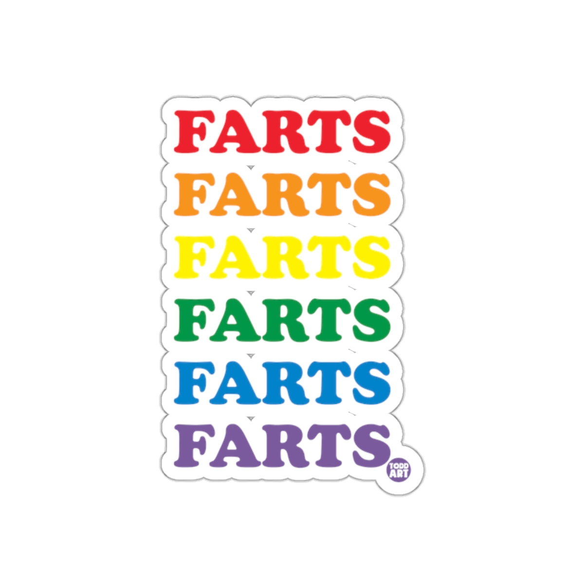 Rainbow FARTS Repeating Design Sticker for Humor