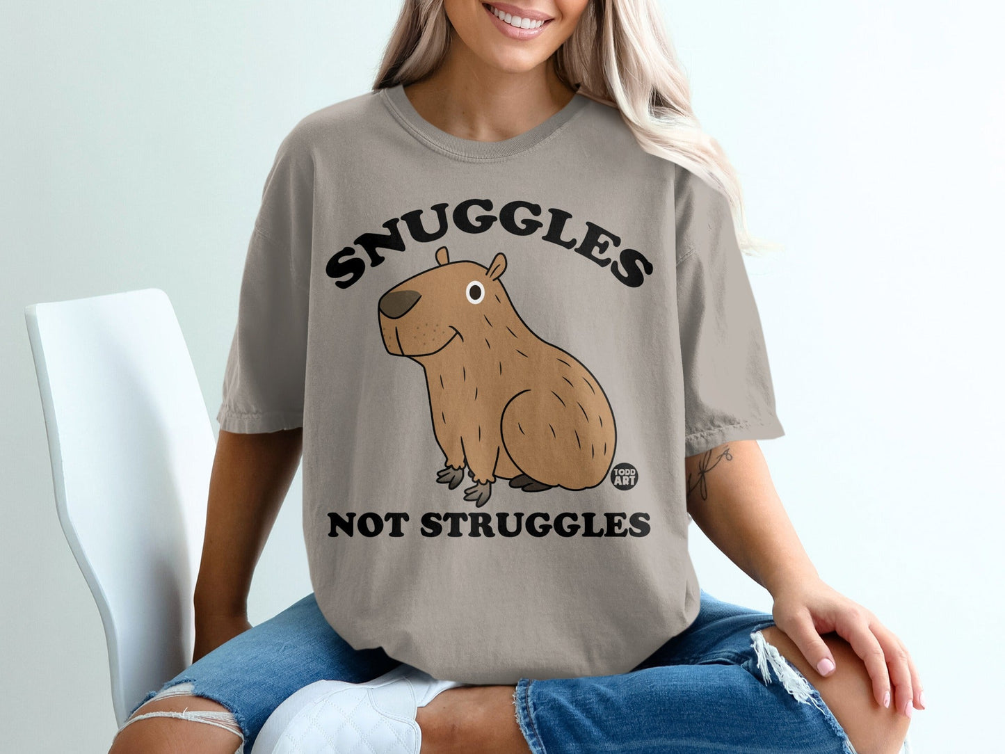 Snuggles Not Struggles Cute Animal Graphic T-Shirt