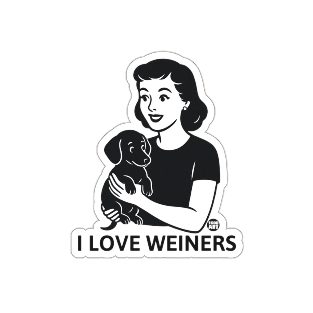 I Love Weiners Retro Style Sticker for Dog Lovers