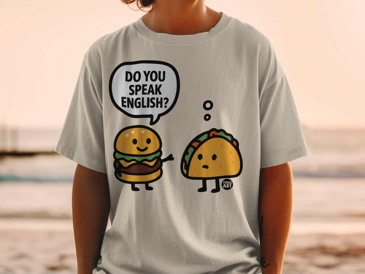Do You Speak English Burger and Taco Graphic T-Shirt