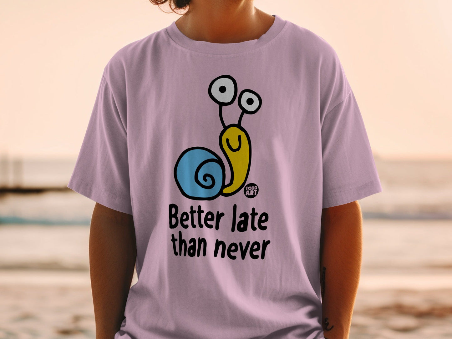 Better Late Than Never Funny Snail Cartoon T-shirt