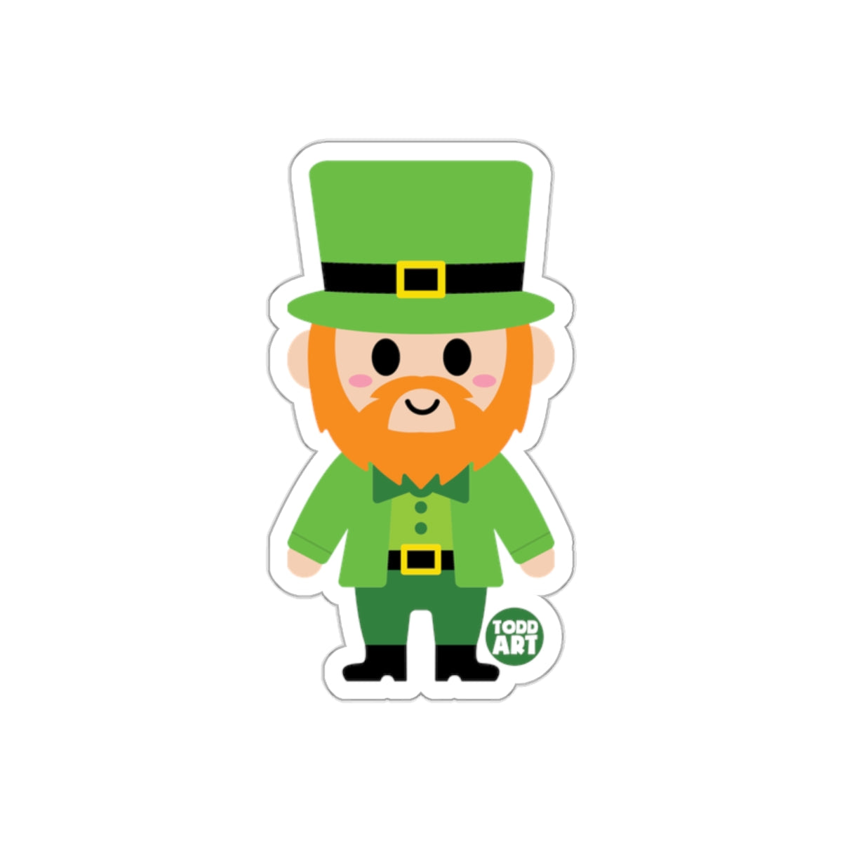 Cute Leprechaun Sticker with Green Hat Todd Art Sticker