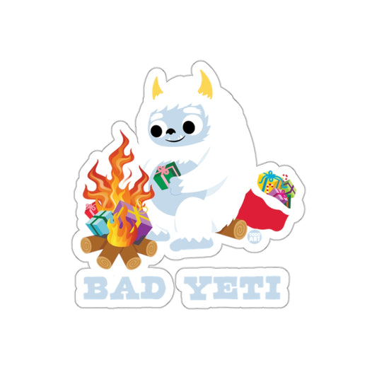 Bad Yeti Holding Present by the Campfire Sticker