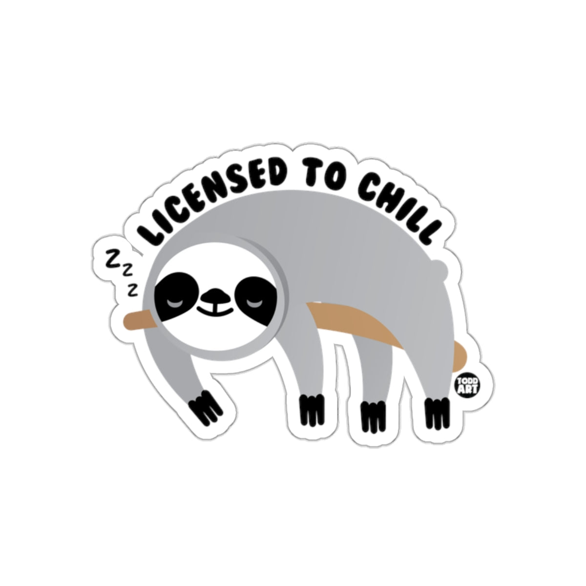 Licensed To Chill Sloth On A Branch Cartoon Stickers