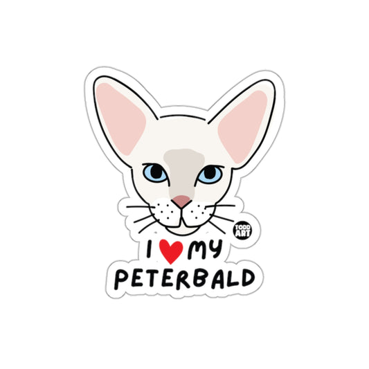 I Love My Peterbald Cat Sticker with Cute Illustration