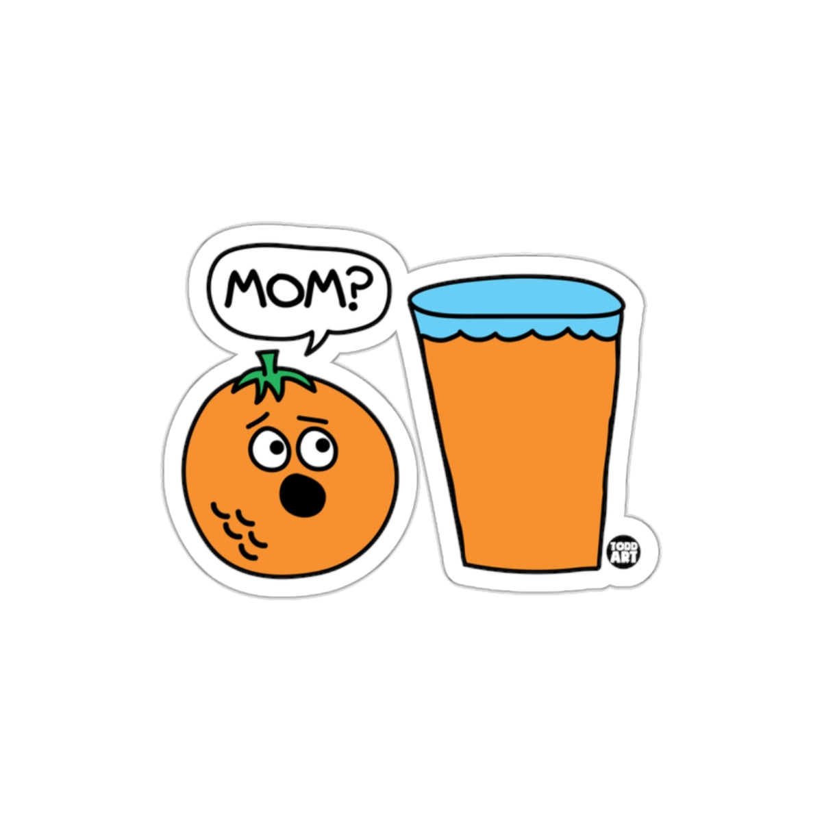 Funny Cartoon Orange and Juice Mom Humorous Sticker