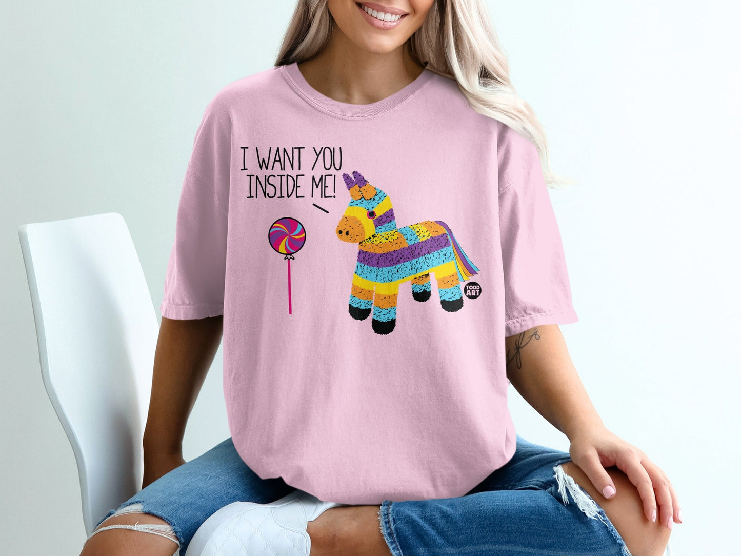 Colorful Pi√±ata Graphic Shirt with Lollipop Print