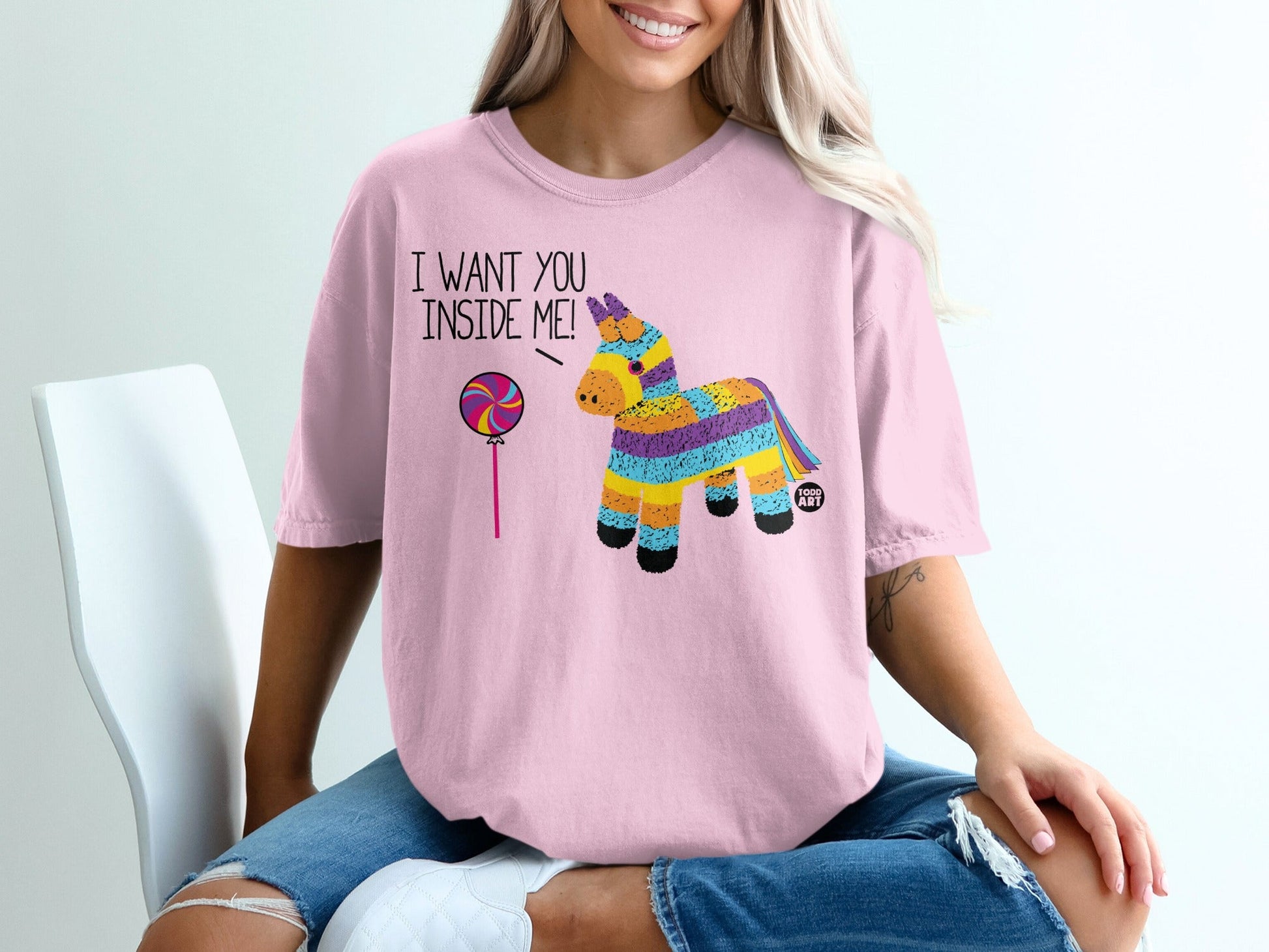 Colorful Pi√±ata Graphic Shirt with Lollipop Print