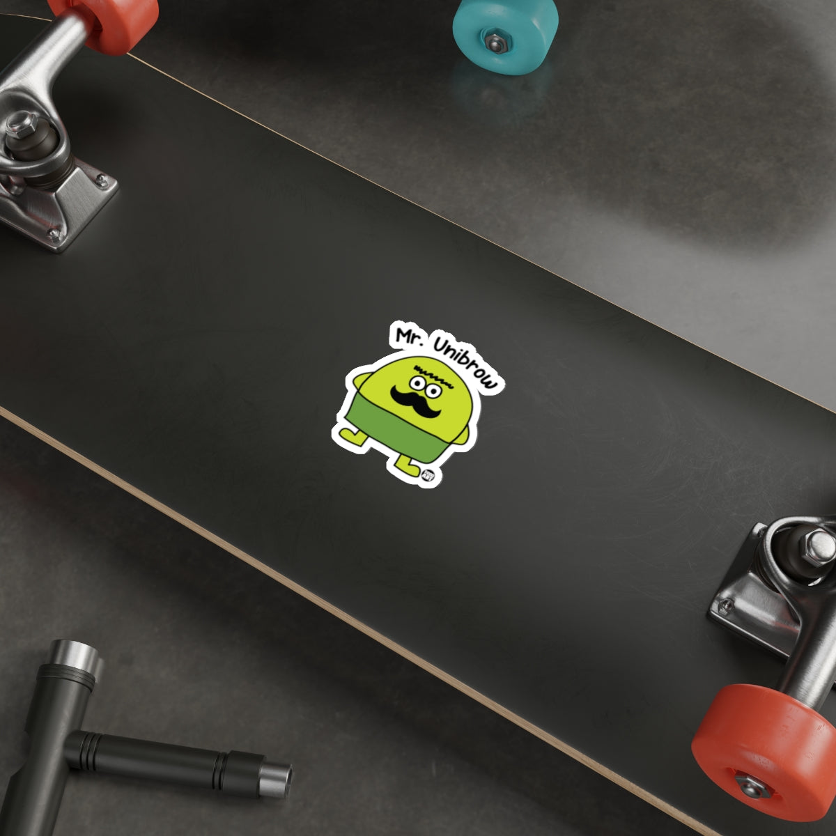 Mr. Unibrow Skateboard Sticker Character Decal for Kids