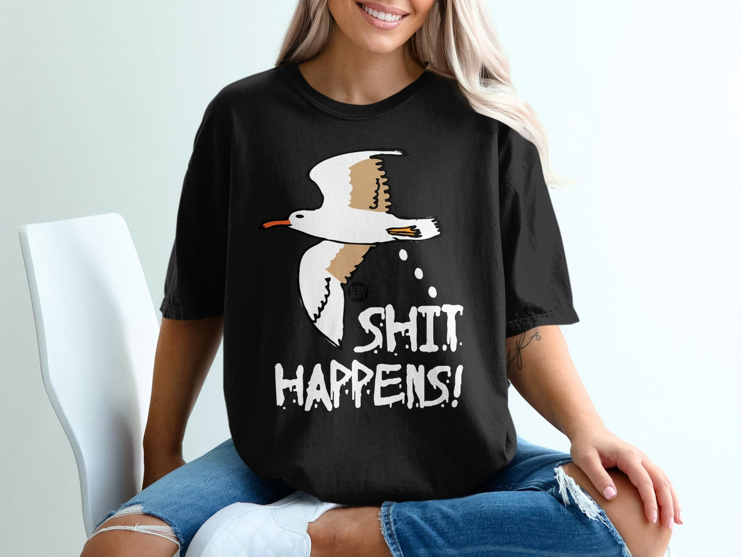 Seagull 'Shit Happens!' Humorous Graphic Tee