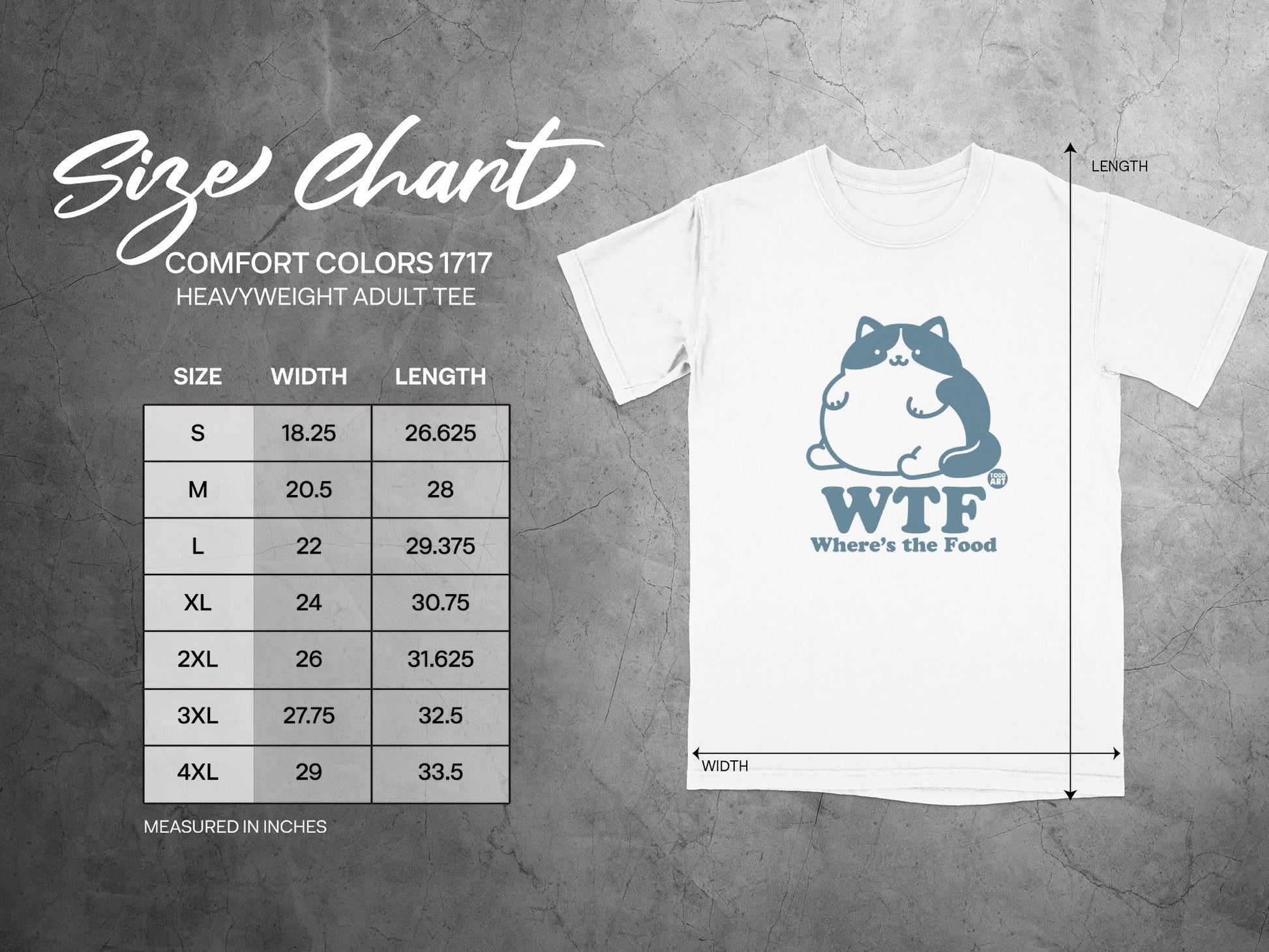 WTF Where's The Food Funny Cat Graphic Tee Shirt
