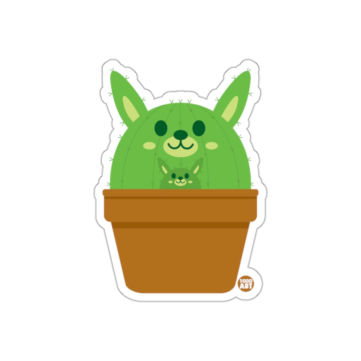 Cute Cactus Parent and Child in Pot Sticker