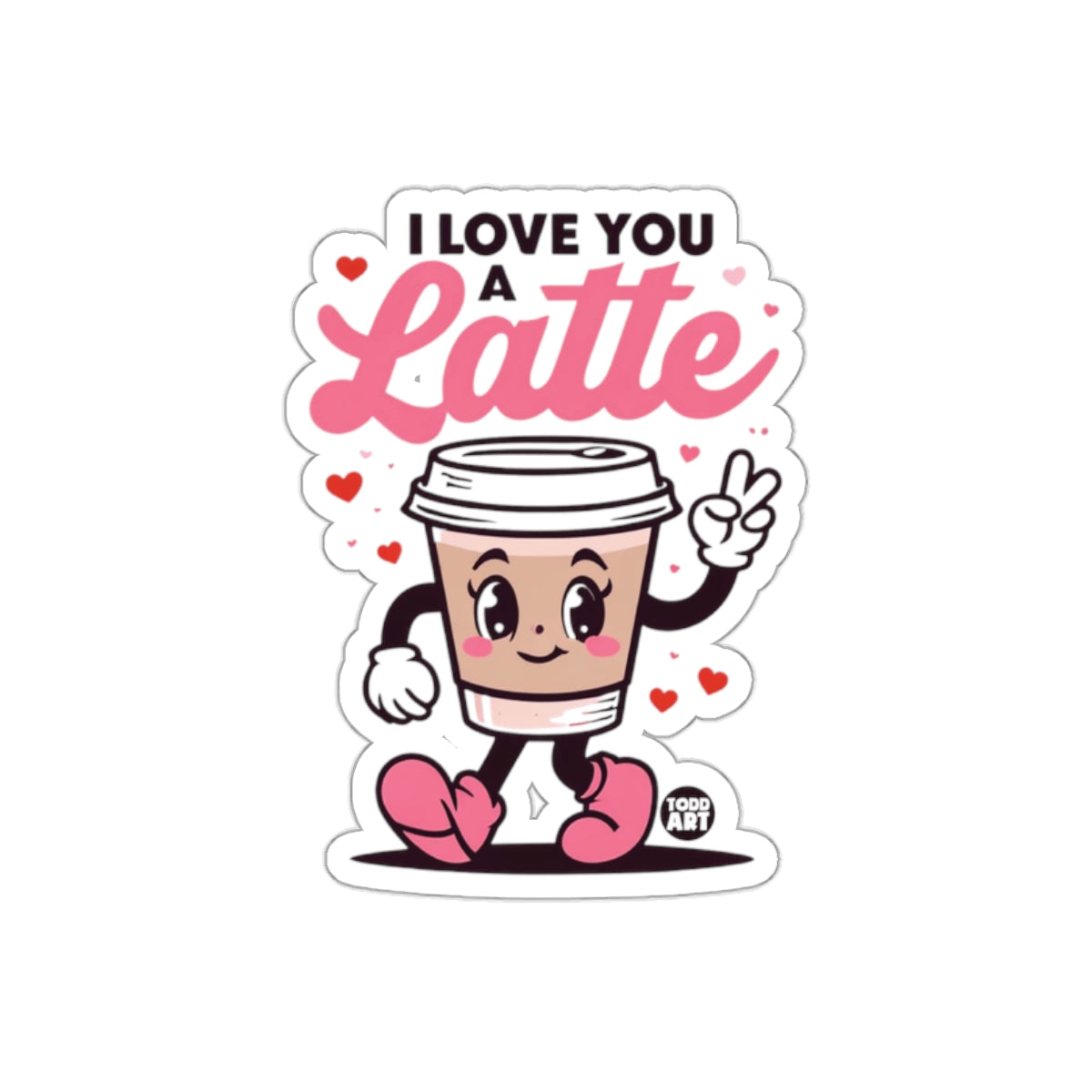 I Love You A Latte Cute Coffee Peace Sign Sticker
