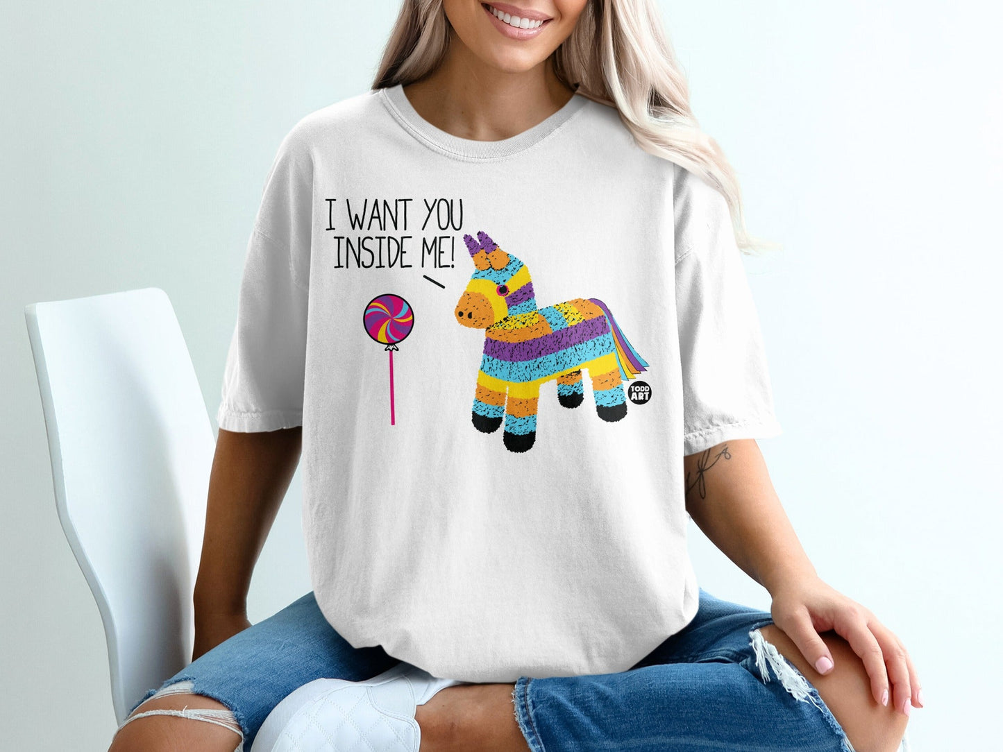 I Want You Inside Me Pinata Print Graphic T-Shirt