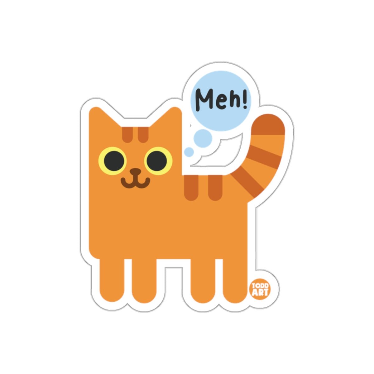 Cute Orange Cat Meh Expression Sticker for Sale