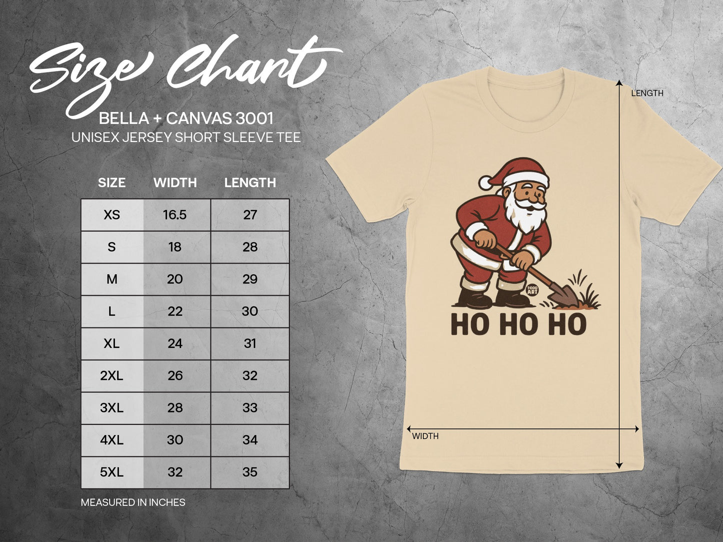 Santa Claus with Shovel Ho Ho Ho Graphic Tee