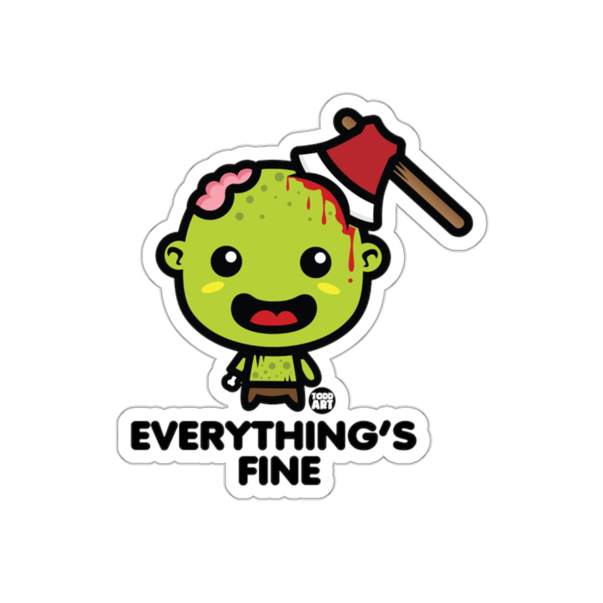Everything's Fine Zombie Character Sticker