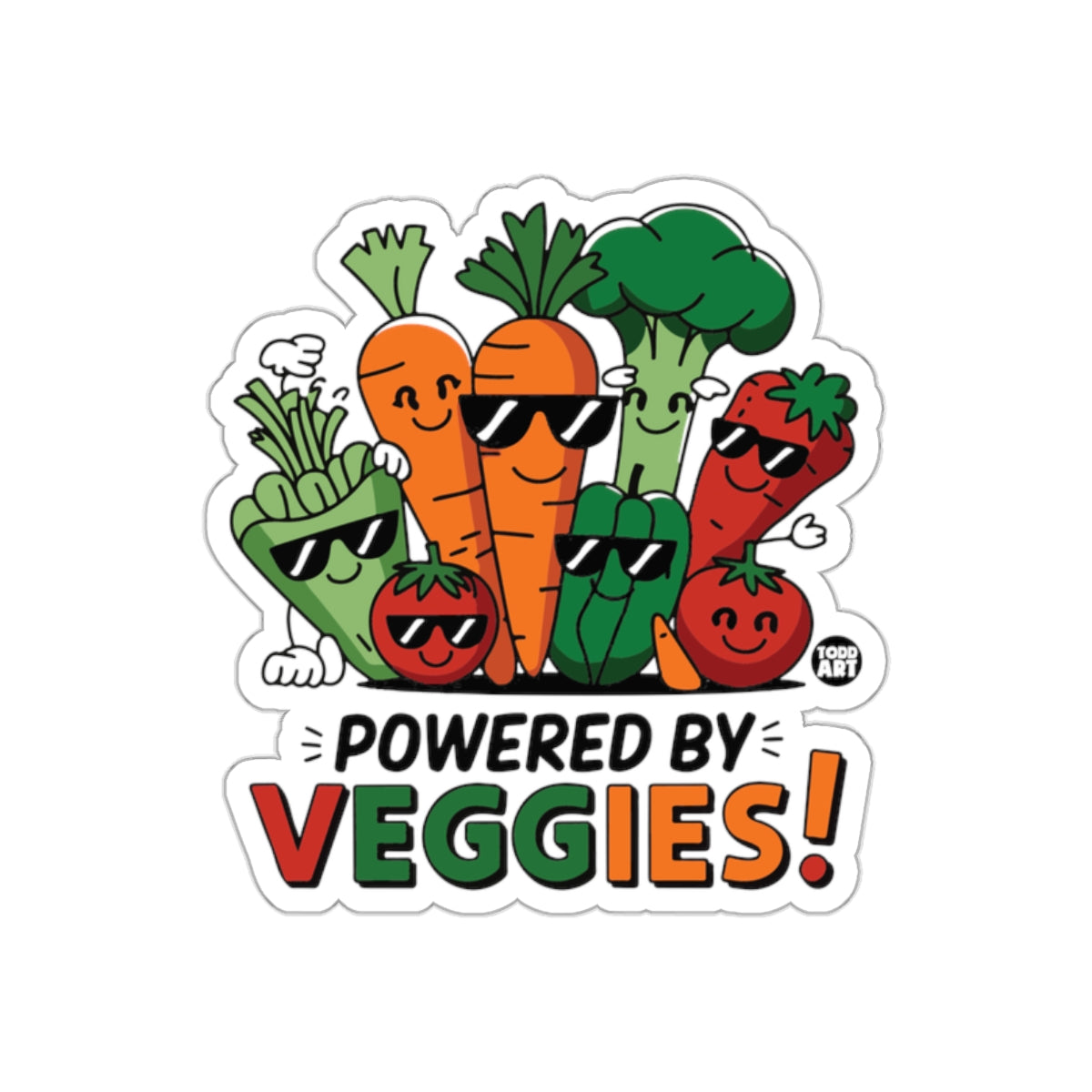 Powered By Veggies Sticker Funny Vegetable Cartoon