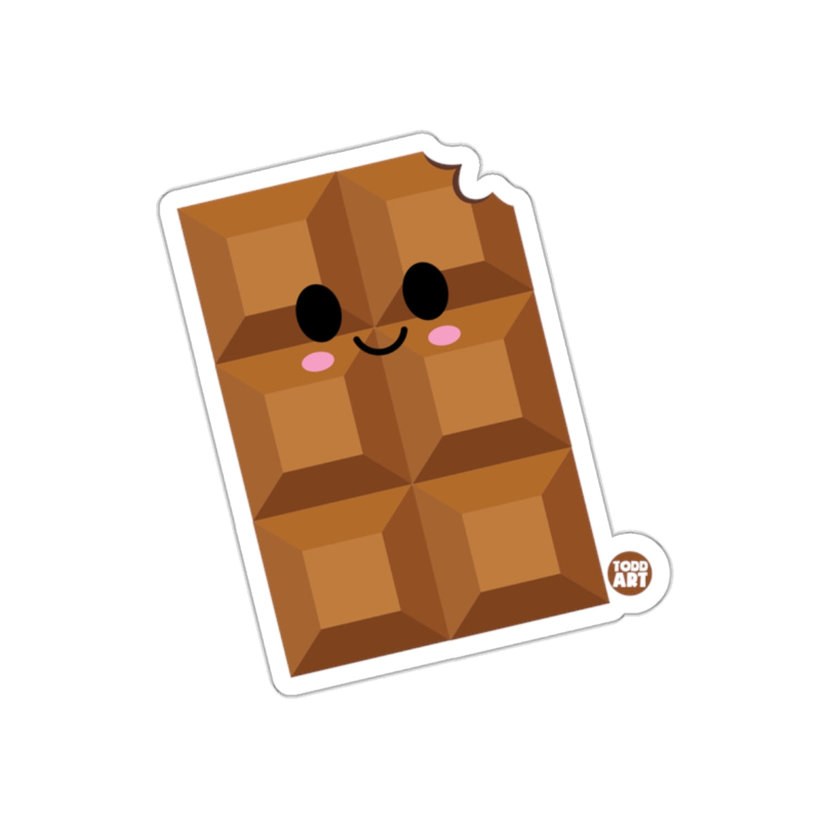Cute Smiling Chocolate Bar Sticker with Bite Mark Design