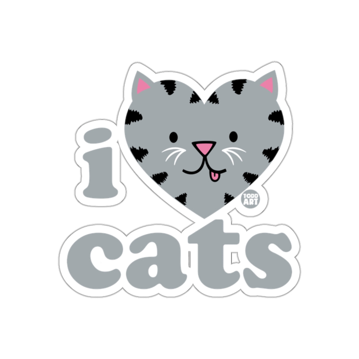 Cute I Love Cats Heart Design Sticker for Pet Lovers