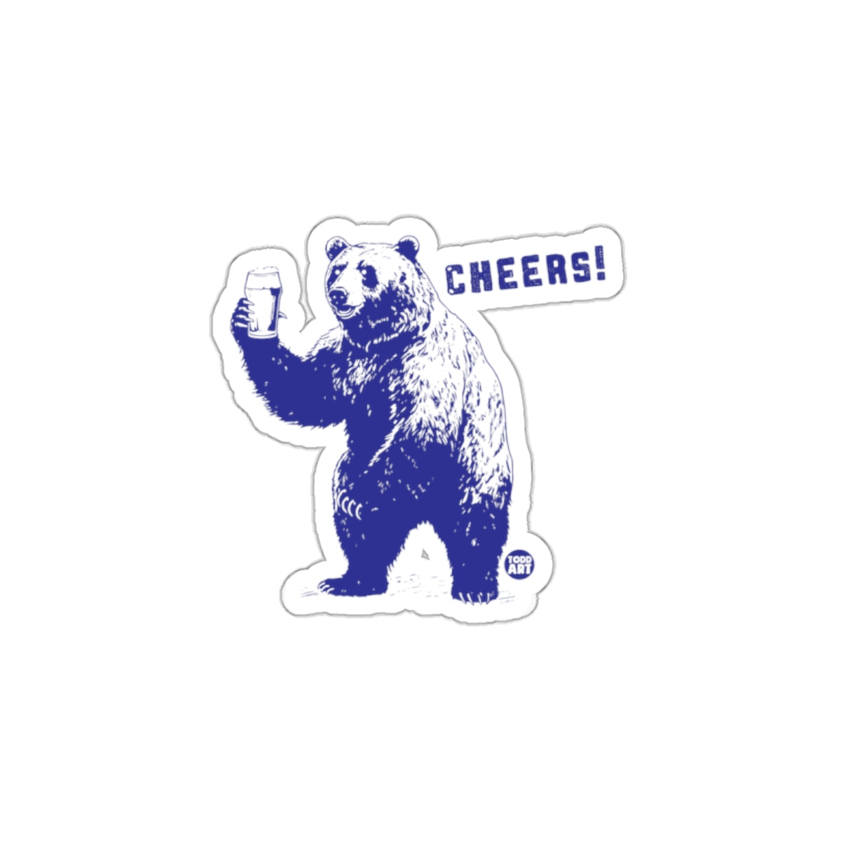Cheers Bear Sticker Holding a Drink Design