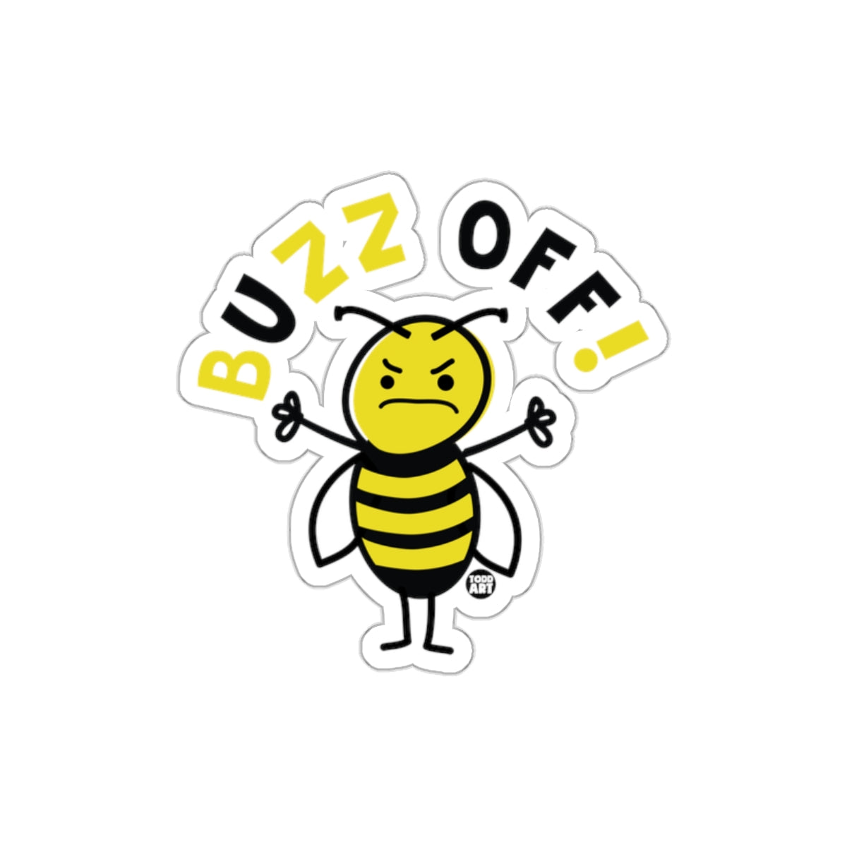 Buzz Off Angry Bee Sticker Funny Humor Design