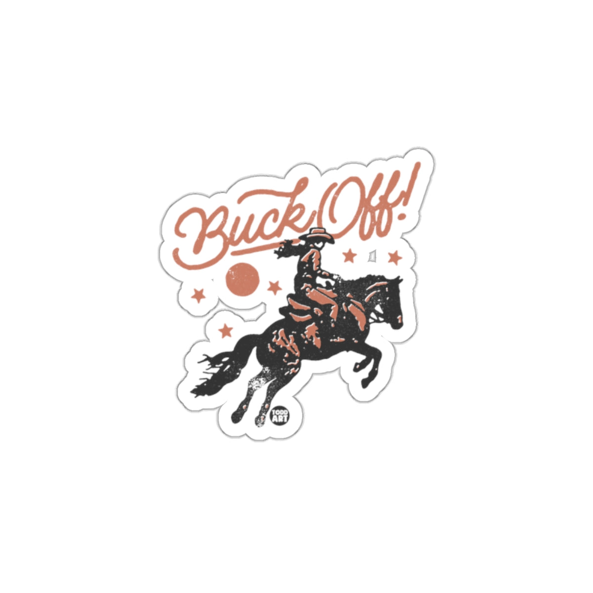 Buck Off Cowboy Riding Horse Illustration Sticker