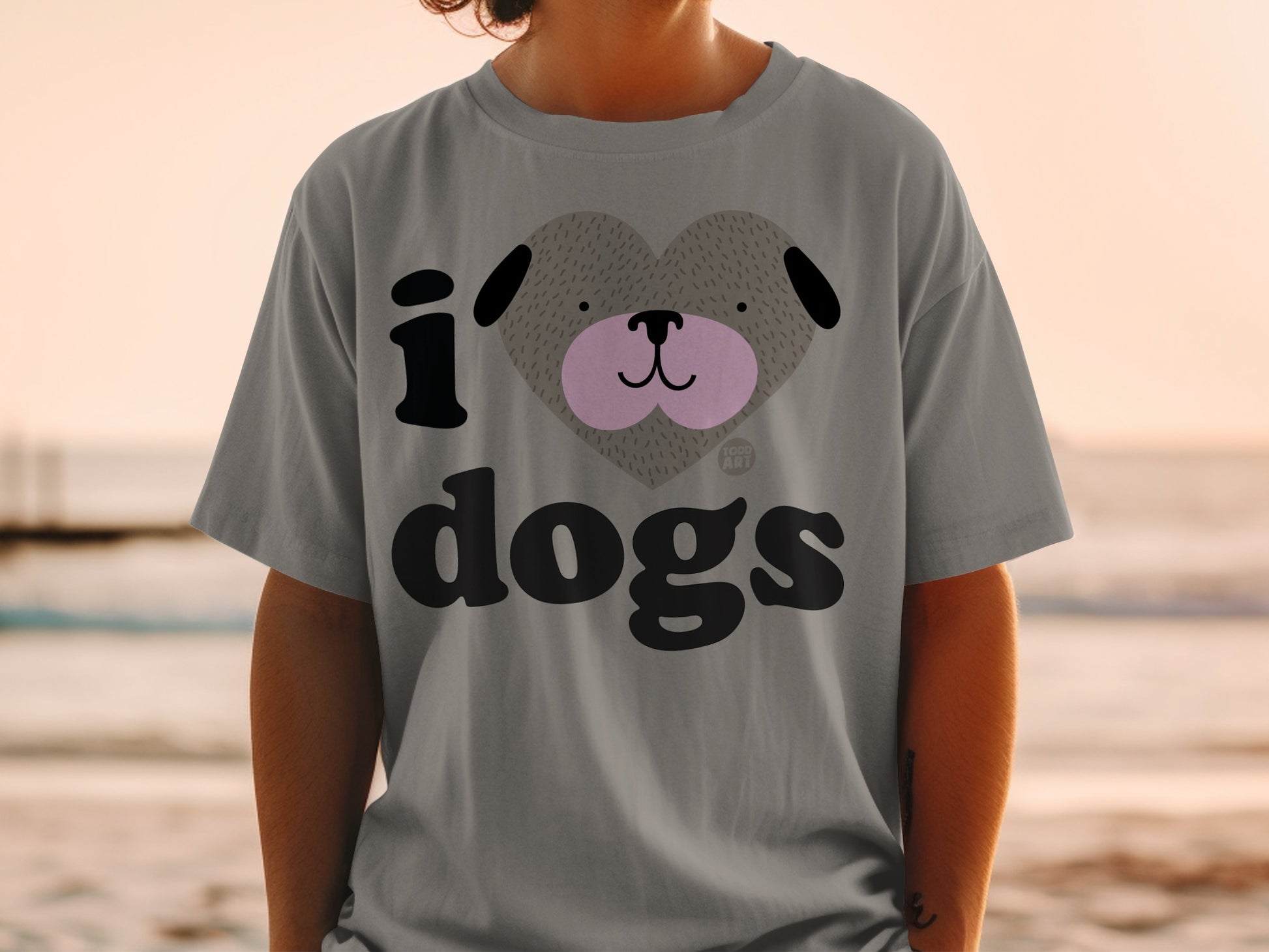 I Love Dogs Cute Heart Face Graphic T-Shirt