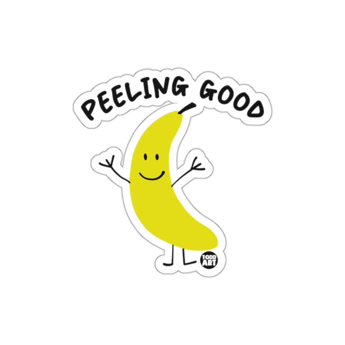 Peeling Good Smiling Banana Sticker with Cute Arms