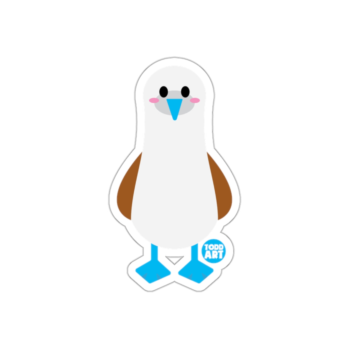 Cute Illustrated Blue-Footed Booby Bird Sticker Todd Art