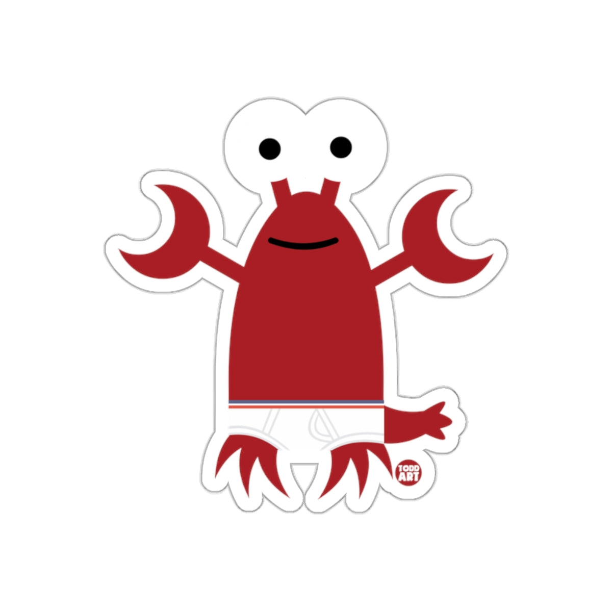 Smiling Cartoon Red Lobster Sticker with Big Eyes