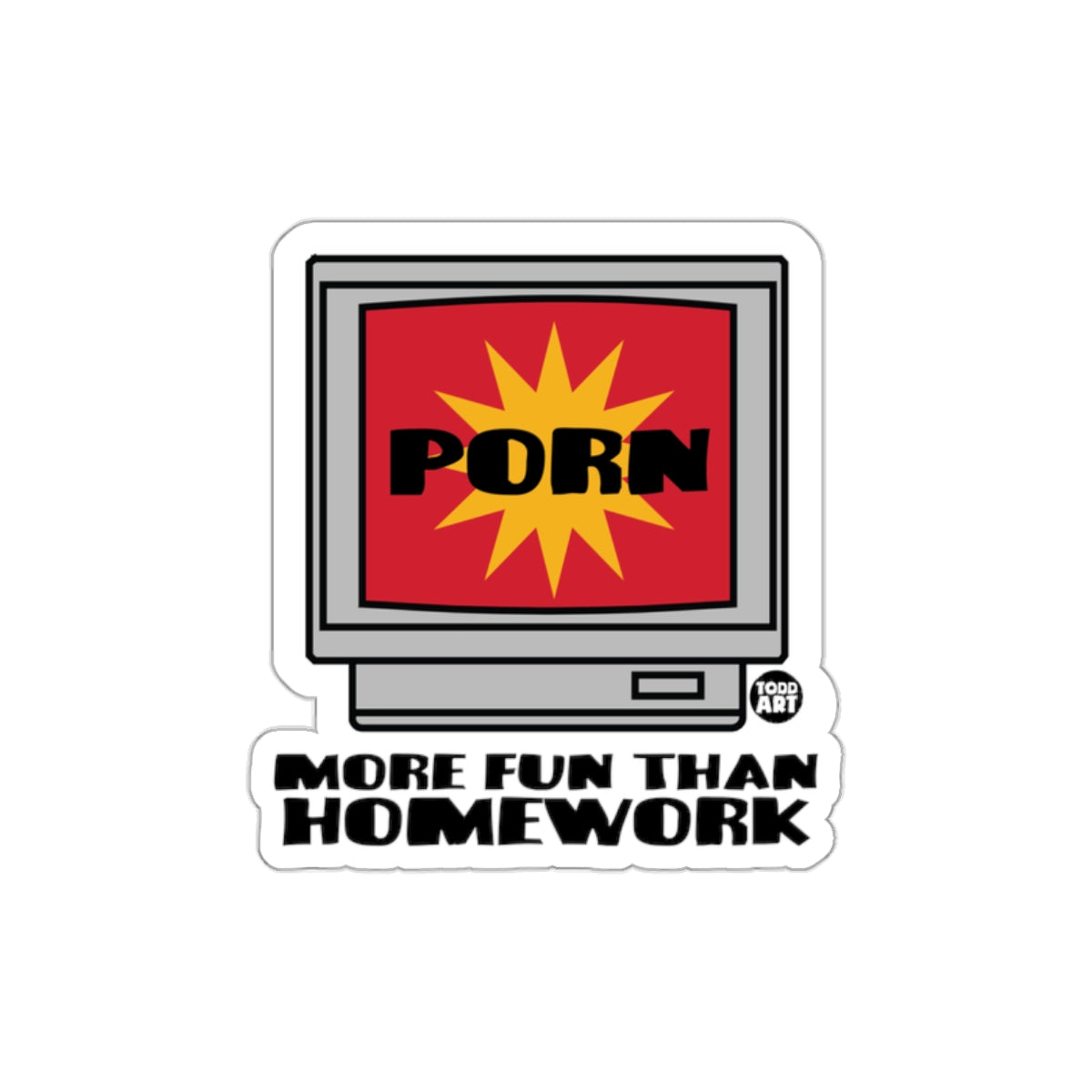 More Fun Than Homework Retro Computer Sticker