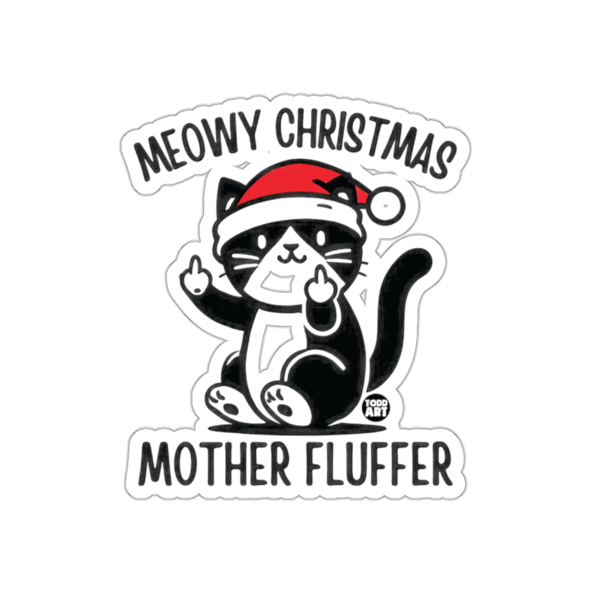 Meowy Christmas Mother Fluffer Holiday Sticker