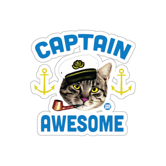 Captain Awesome Cat with Pipe Illustrated Todd Art Stickers