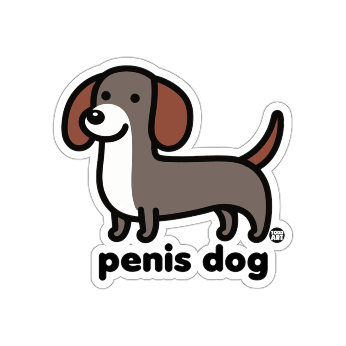 Cute Cartoon Wiener Dog Penis Dog Graphic Decal Sticker