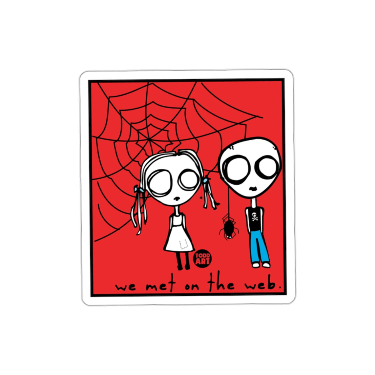 We Met on the Web Cartoon Character Sticker