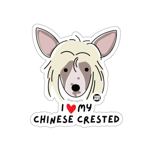 I Love My Chinese Crested Dog Sticker Fun Design