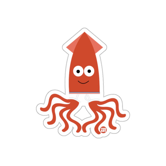 Cute Cartoon Red Squid with Big Eyes Sticker