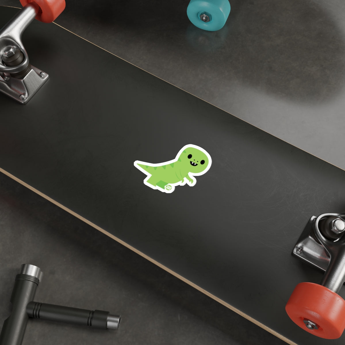 Cute Green Dinosaur Sticker for Skateboard or Laptop