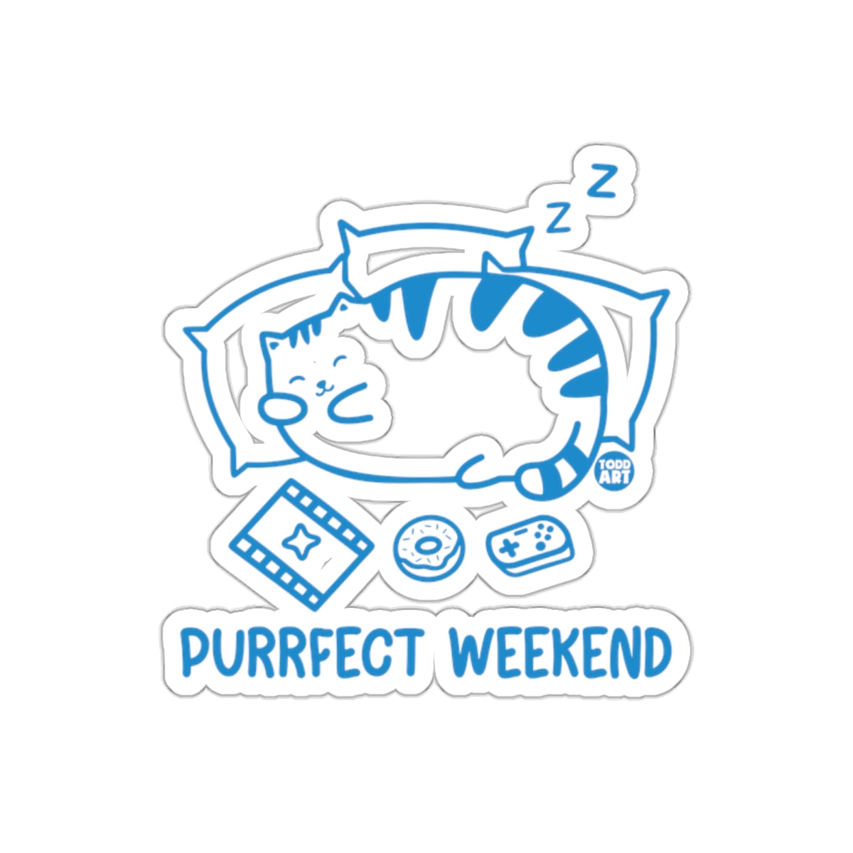 Purrfect Weekend Cat Graphic Sticker Fun Design