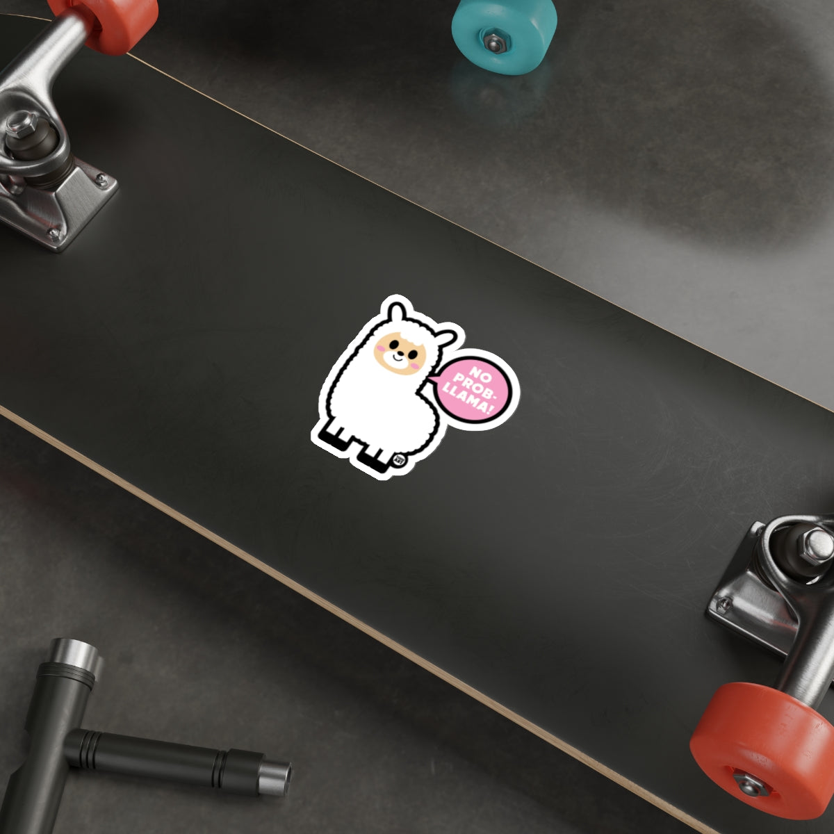 No Prob Llama Fun Vinyl Sticker for Skateboards