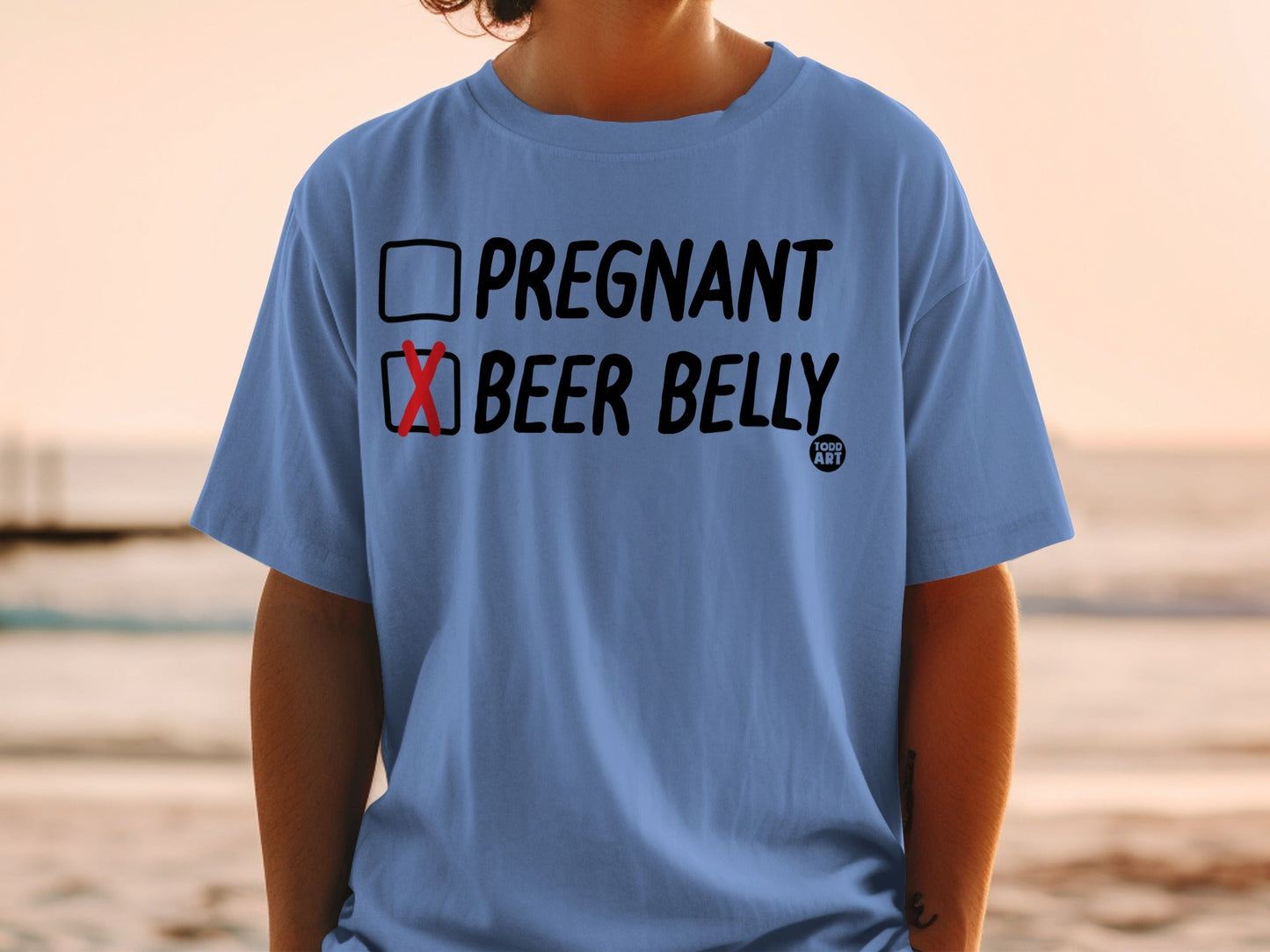 Pregnant Or Beer Belly Funny Graphic T-shirt