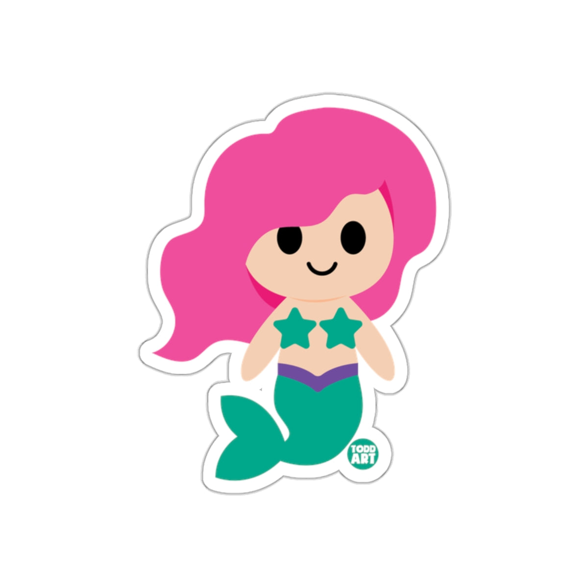 Cute Pink Haired Mermaid Cartoon Character Sticker