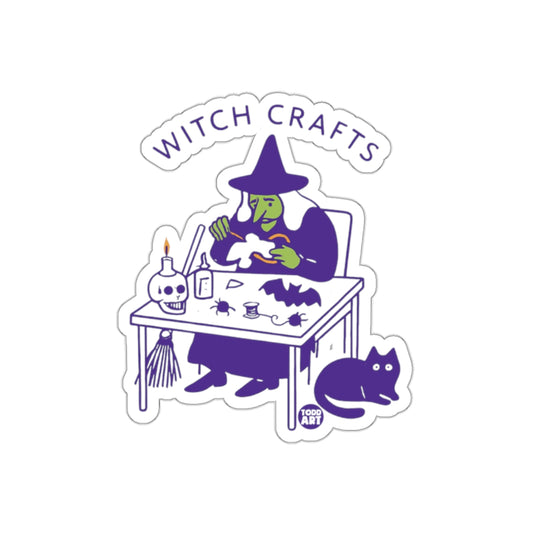 Witch Crafts Sticker with Witch and Cat Illustration