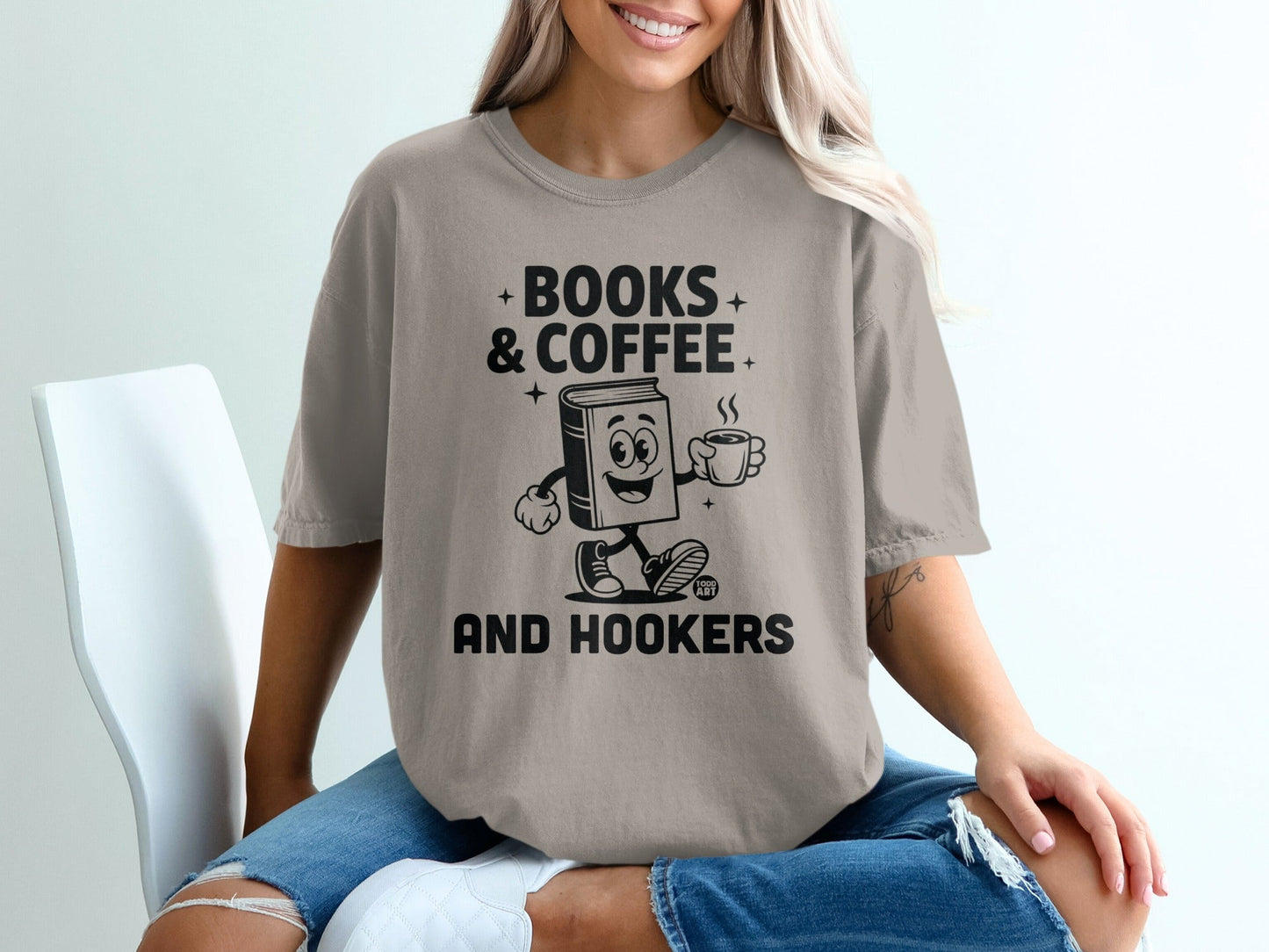 Books and Coffee and Hookers Graphic Tee